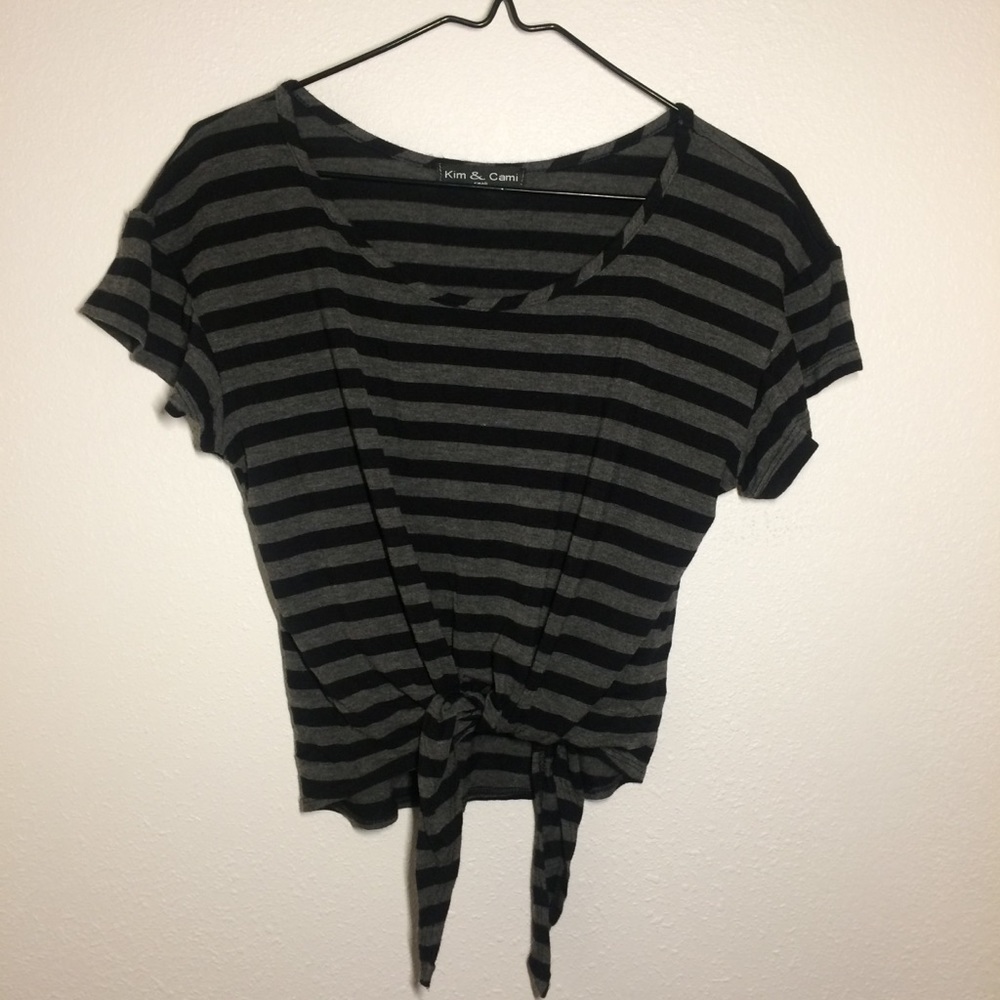 KIM & CAMI Striped Knot Top